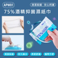 APW01 75%酒精抑菌濕紙巾(10抽X15包)