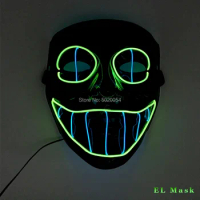 GZYUCHAO EL Flashing Anonymous Mask EL Wire Masks Cosplay Costume Led Mask For Carnival Glowing Dance Halloween Props
