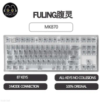 Fuling MK870 Mechanical Keyboard Wireless Gaming Keyboard 87 Keys 3 Mode Connection 2.4G/ USB/Bluetooth Hot Swap Transparent Cap