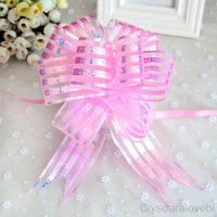 20pcs Wedding Supplies Organza Crystal Yarn Pull Bow Wedding Car Decoration Large Hearts Pull Bow Ribbon DIY Gift Packaging