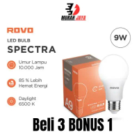 Beli 3 Bonus 1 Lampu ROVO LED Bulb Spectra 9 Watt 6500K