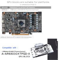 Bykski Water Copper Block for ASRock Radeon RX 6600XT Phantom Gaming D,GPU Radiator Water Cooling Liquid Cooler, A-AR6600XTPGD-X
