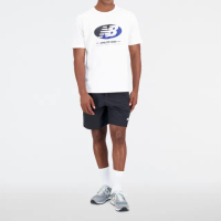 【NEW BALANCE】NB 褲頭鬆緊抽繩休閒短褲_男褲_黑色_AMS31532BK(亞版 版型正常)