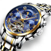 AILANG Watches Mens Top Brand Luxury Moon Phase Tourbillon Men Watch Sport Waterproof Automatic Mechanical Watch Montre Homme