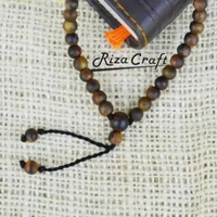 Gelang Tangan Tasbih Kayu Gaharu Asli Wangi Kalimantan 33 Butir Super King Grade A Hitam motif Zebra