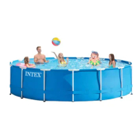 Intex 28200 Round Frame Outdoor Family Inflatable Above Ground Swimming Pool