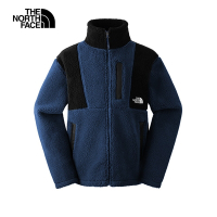 【The North Face 官方旗艦】北面男女款藍色舒適保暖多口袋立領抓絨外套｜87VM92A