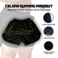 Celana Pendek Parasut Olahraga Saku Resleting Pria Wanita Running Gym Sport Kolor Volly Futsal Bulu 