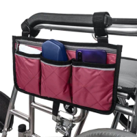 1Pc Walker Electric Scooter Wheelchair Armrest Side Storage Bag Seat Portable Pocket Armrest Storage Bag Folding Chair Organizer