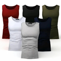Yukensi Pria Tanktop Singlet Pakaian Dalam Kaos Polos Katun Hitam Putih
