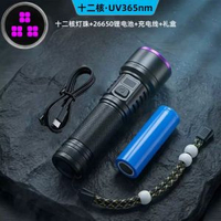 紫光燈大功率鑒定專用手電筒瓷器驗鈔防偽UV黑鏡365nm固化燈