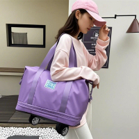 (HOT)Túi du lịch 3 tầng gấp gọn có bánh xe kích thước lớn đi dã ngoại, công tác kéo tay, cài vali 3T