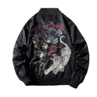 Sukajan Bomber Jacket for Men Tiger Dragon Embroidered MA1 Streetwear Varsity Japan Baseball Coat kurtka meska taktyczna