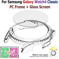 Bracelet Frame Cover For Samsung Galaxy Watch4 Classic Case PC Protective Screen Tempered Film for Galaxy Watch 4 46/42mm Shell