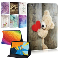 Flip Tablet Cover Case for Huawei MediaPad T3 8.0"/T3 10 9.6"/T5 10 10.1"M5 Lite 8 Lite 10.1"/M5 10.8" Leather 3D&amp;Wood Funda+Pen