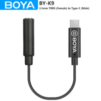 BOYA BY-K9 Wireless Microphone Audio Adapter Cable 3.5mm TRRS (Female) to Type-C (Male) for Android PC Laptop Computer Youtube