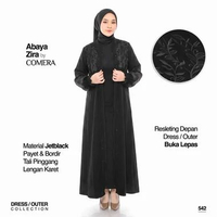 ABAYA YASMIN ~ Abaya Zira Gamis Hitam Turkey Jetblack Bordir Payet Dress Lebaran Pesta Kajian Umroh 