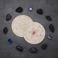 Hexagonal Pointed Carven Altar Wooden Divination Pendulum Board Star Sun Moon Laser Cut Slice Wood Base Coasters Wall Sign Decor
