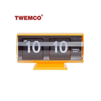 【TWEMCO】復古收藏 圓筒造型翻頁鐘\桌鐘 QT-30T 黃色