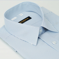 【金安德森】藍白條紋吸排窄版短袖襯衫