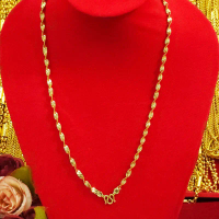 [Tiktok] Gold Necklace, Weight 2 Slung, Length 24 Inches, Disco/Twisted Pattern, Gold Plated, Fake G