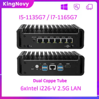 Topton Intel Mini PC i7 1165G7 i5 1135G7 6x i226-V 2.5G LAN Soft Router Dual Copper Tube Heat-sink Fanless Firewall Computer