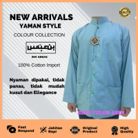 Terbaru!!! Baju Koko Yamani Habaib/hadramaut bin abbas jumbo Biru telor asin - L