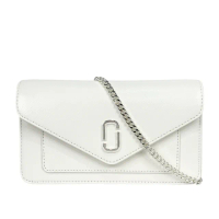 【MARC JACOBS 馬克賈伯】The Longshot DTM 防刮皮革信封造型皮夾式鍊包 WOC(白色)