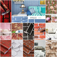 Wallpaper Dinding Motif Dinding Batu Bata Pink Biru Hitam Putih Merah Coklat Abu-abu Merah Orange St