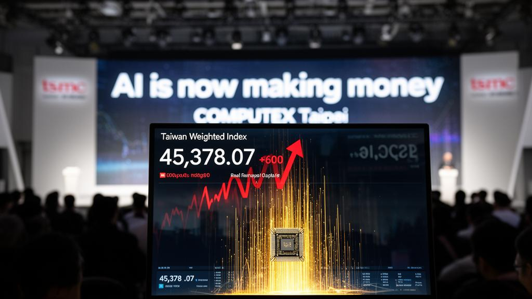 台湾株が急騰、寄り付きで600ポイント超高——黄仁勳氏の講演がAIブーム
