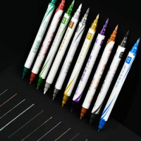 10 Colors Dual Tip Brush Marker Set Metallic Art Markers Glitter Graffiti Caligraphy Pen For Drawing DIY Album Greeting Cards