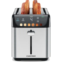 4 Slice Digital Toaster, 6 Shade Settings, Stainless Steel Toaster 4 Slice with Extra-Wide Slots, Thick Bread Toaster