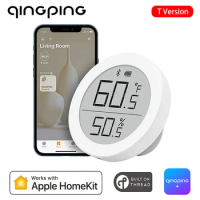 Qingping Thermometer Hygrometer Support Bluetooth Electronic Ink Screen High Precision Sensors Work With Apple Homekit Thread