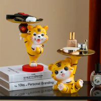 High Quality Yellow Tiger Storage Display Cute Animal Home Decor Products Tabletop Candy Key Storage Ornament Gifts