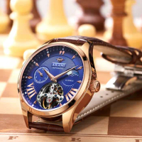 AILANG New Luxury Tourbillon Mechanical Watch Men's Fashion Moon Phase Luminous Automatic Watches Steampunk Clock Reloj Hombre