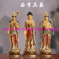 48CM Large 3PCS High grade XI FANG SAN SHENG Buddha statue Amitabha Guanyin Mahasthamaprapta HOME shrine Efficacious protection