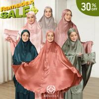 Khaleela - MEDINA 2in1 Silky Prayer Set | Mukena Premium Crinkle Silk with Full Lasercut
