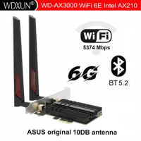 WiFi 6E 3000Mbps Intel AX210 AX210NGW Bluetooth 5.2 Dual Band 2.4G/5G/6G WiFi Card 802.11AX/AC PCIe PCI Express Network Card