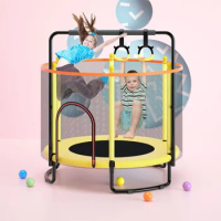 140cm Baby Trampoline Children Home Indoor Jumping Child Fitness Exercise With Protection Net Anti-skid Shock-absorbing Bed