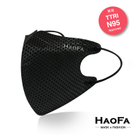 N95口罩【HAOFA x MASK】3D 氣密型立體口罩 亮黑 鋼琴黑 成人款 50入/盒 台灣製 立體口罩