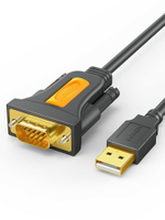 綠聯usb轉rs232com串口線九針9針Type-C連接電腦打印串口數據線公對公db9公對母usb轉串口線工業級接頭一轉多