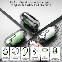 TWS Wireless Bluetooth Earphones Dual Microphone ENC Call Noise Reduction Headphone Charging Compartment Game Air Pods