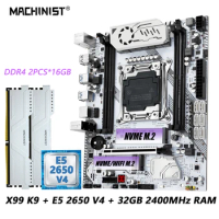 MACHINIS k9 X99 Motherboard LGA 2011-3 Xeon E5 2650 V4 CPU Processor Set DDR4 32G=2*16GB RAM ECC Memory Kit M.2 NVME M-ATX