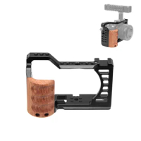 PULUZ Wood Handle Metal Camera Cage Stabilizer Rig For Sony Alpha 7C / ILCE-7C / A7C