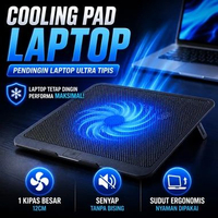 Cooling Pad Laptop Ultra Tipis 1 Kipas Besar 12cm Pendingin Senyap Anti Overheat USB Ergonomis Kemir