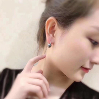 DIY珍珠配件 S925銀天然珍珠耳環空托 時尚款耳扣女 配9-12mm圓珠