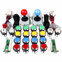 Arcade Joystick DIY Kit Zero Delay Arcade DIY Kit USB Encoder To PC Arcade Joystick +Chrome led Push Buttons for MAME &amp; JAMMA