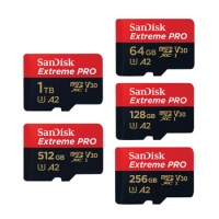 SanDisk Memory Card 512GB Micro SD Card SDXC UHS-I 128GB 256GB 64GB U3 C10 V30 A2 4K Extreme PRO TF Flash Card Adapter for DJI