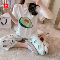 Yooyi Baju Tidur Wanita Piyama Lengan Pendek Celana Panjang Motif Kartun Lucu Setelan Tidur Murah Mo