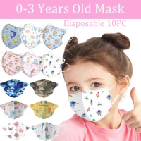 23 Styles 10pcs Masks Kids Children's Baby 0-3 Years Old Mask Disposable Face Mask Camouflage Animal Print 4ply Ear Loop Masks